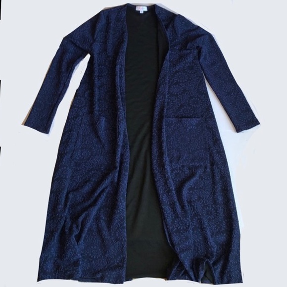 LuLaRoe Sweaters - LuLaRoe Blue and Black Long Cardigan Size XS